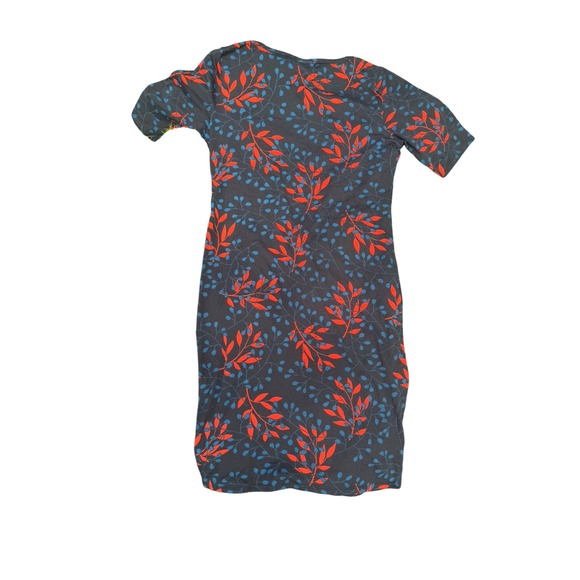 LuLaRoe‎ Dress Bodycon Knit Short Sleeve Casual Leaf Print Black Large - Picture 4 of 5